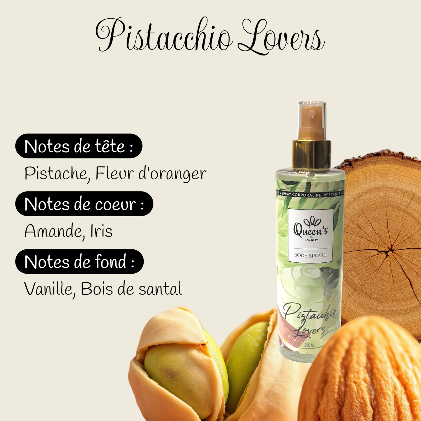 Bruma corporal perfumada "Pistacchio Lovers" de 250 ml inspirada en el "Pistacho".