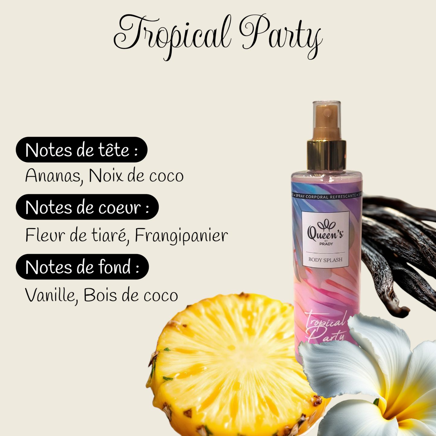 250 ml "Tropical Party" scented body mist inspired by "Waikiki Beach Coconut"